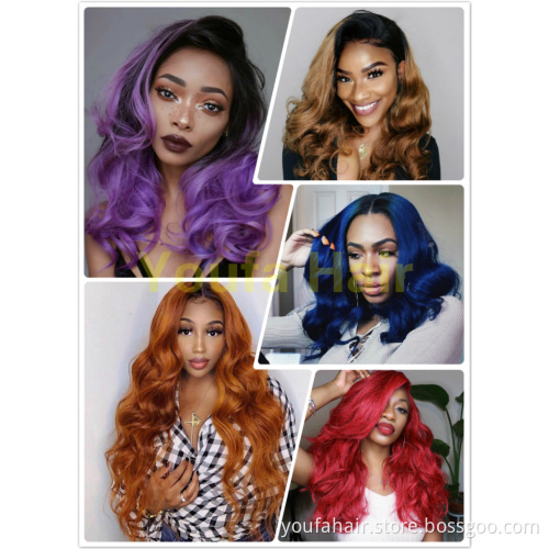 Human Hair 130% Density Ombre 1b 350/99J Swiss Lace Frontal Body Wave Brazilian Virgin Hair HD Lace Front for Black Women